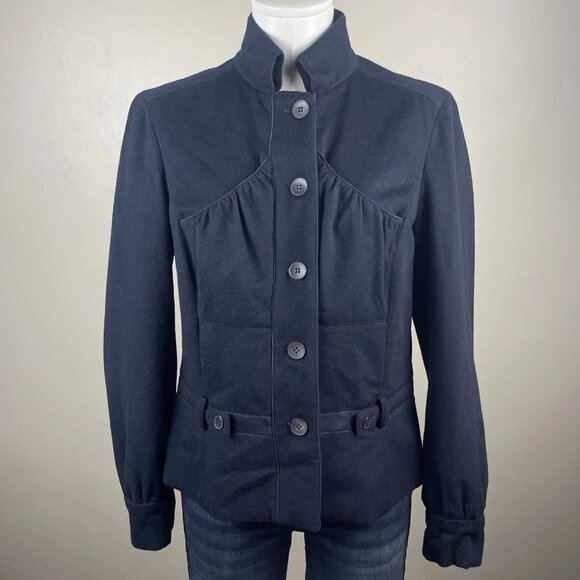 Maison Mayle Jackets & Blazers - Maison Mayle  Luxury Preppy Navy Blue Button Down Blazer Jacket Wool